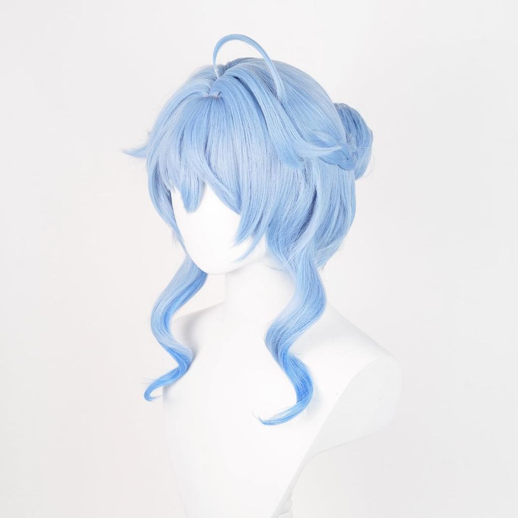 Blue Short Wig, Chignon Style, Heat-Resistant Wig, Cosplay Accessory, Wig Net Included, Perfect for Comic Market Events, Halloween, School Festivals,