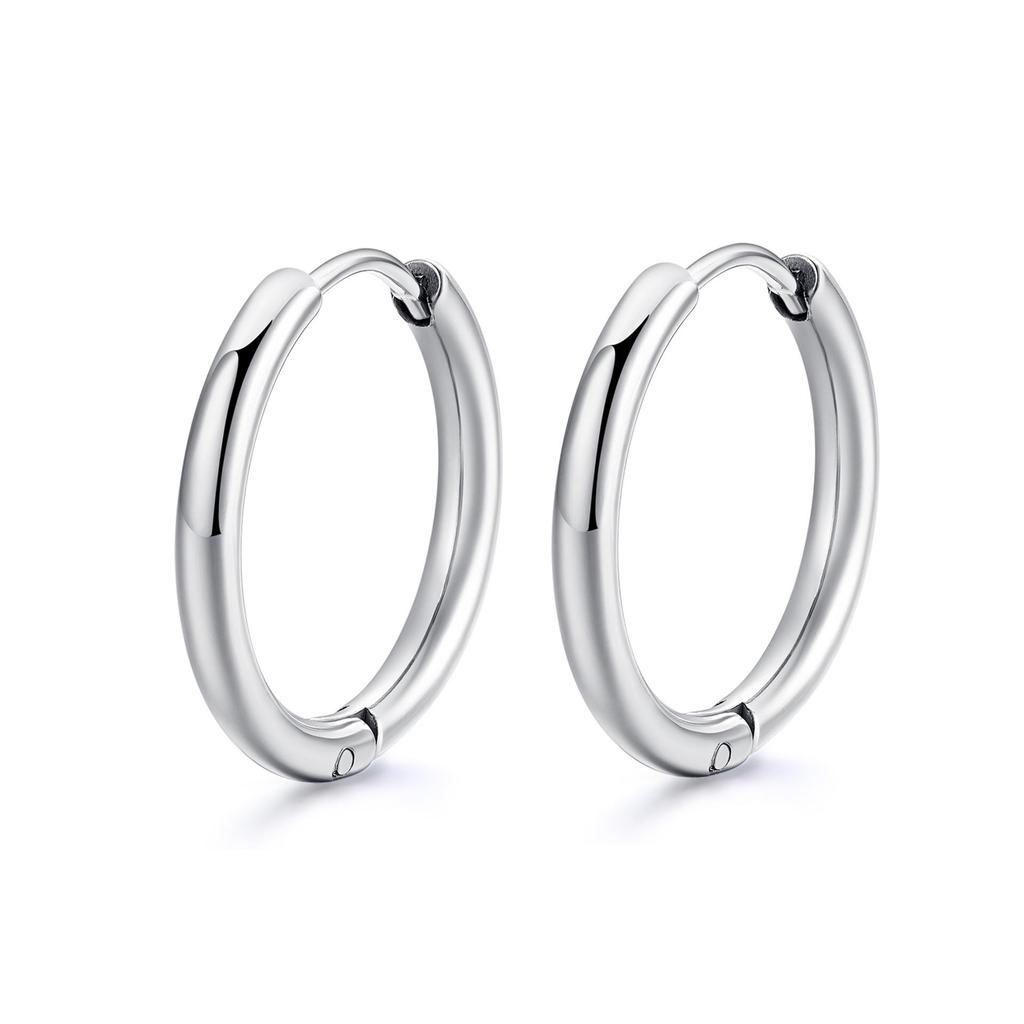 Stainless Steel Round Hoop Earrings, Unisex Fashion Titanium Steel Ear Hoops