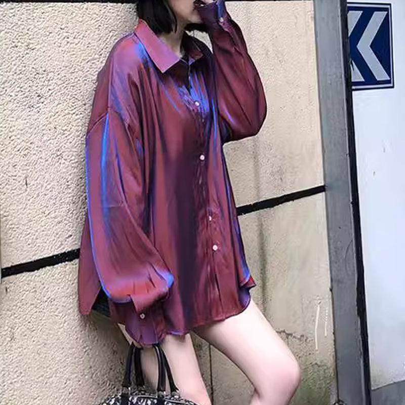 2025 Long Sleeve Fashion Elegant Women Shirt New Summer Casual Top Plus Size Loose Sunscreen Women's Blouse Solid Color Office Outerwear Clothes