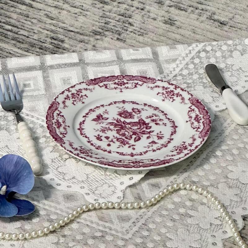 Elegante französische Retro-Keramikteller mit Blumenmuster