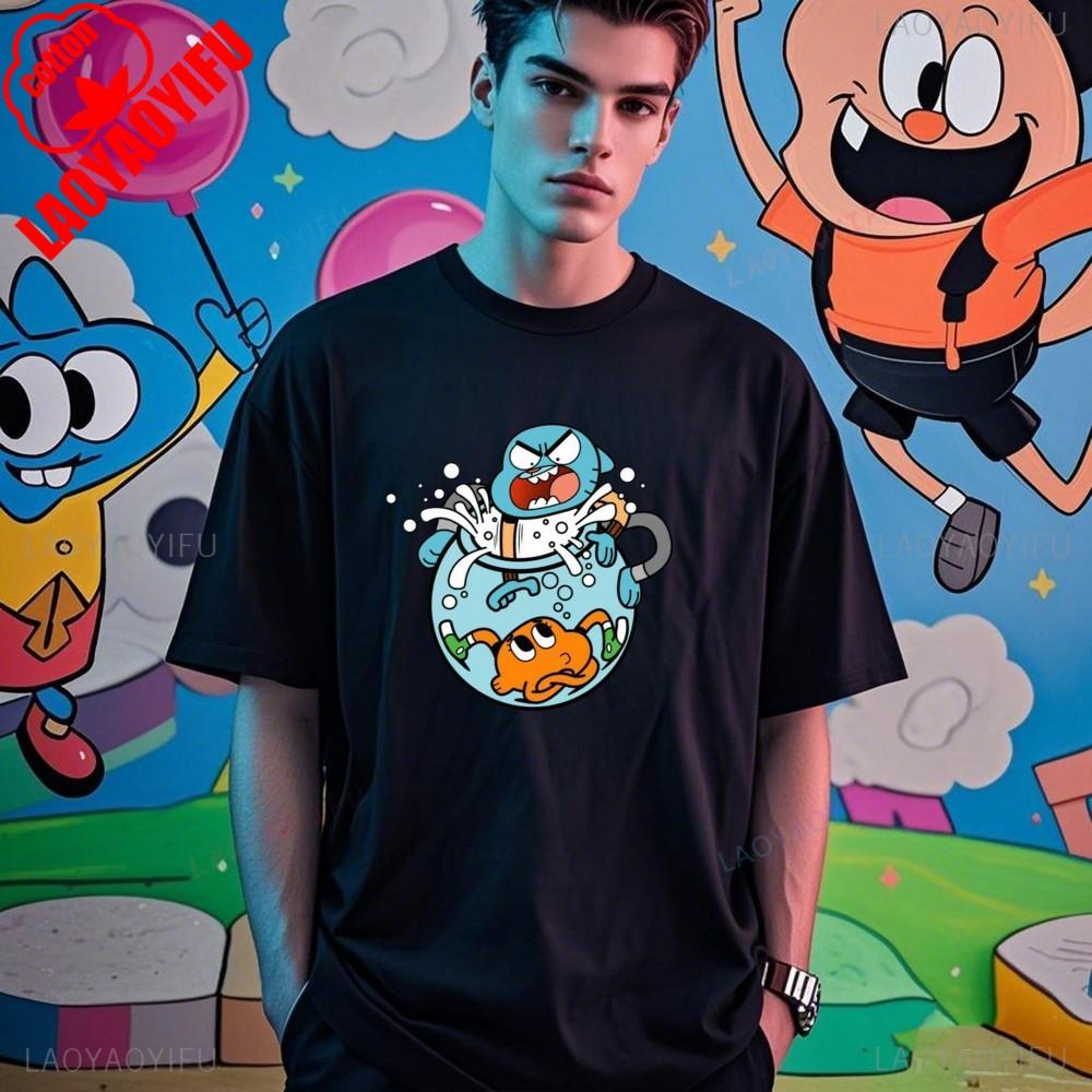Die erstaunliche Welt von Gumball Gumball und Darwin Bedruckte T-Shirt Tops Sommer Atmungsaktive Camisetas Retro Street Fashion Tops