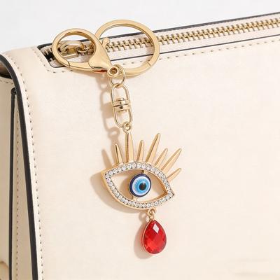 Keychain Sparkling Rhinestones Blue Eye Pendant Keychain Lobster Clasp Key Holder Bags Keys Mobile Phones Accessory