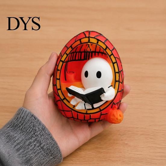 Holiday Collector Statue Halloween Reading Ghost Decorative Lamp, Cute LED Night Light, Small Retro Healing Lamp Spooky Atmosphere for Bedroom Bedside