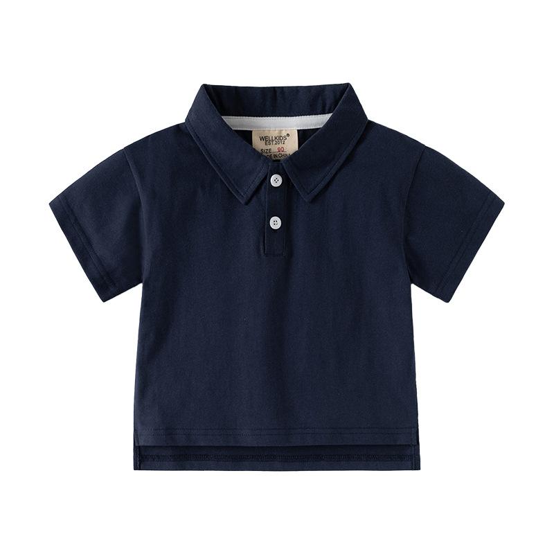 Jungen Unifarbenes Poloshirt Kurzarm Lässig mit Kragen Sommer Oberteil für Kinder