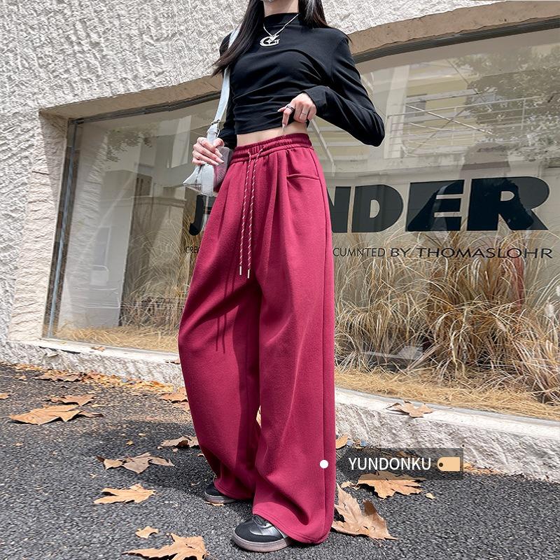 Sweatpants Women's Spring and Autumn New High-waisted Drooping Small Casual Loose Mopping Lazy Wide-leg Pants