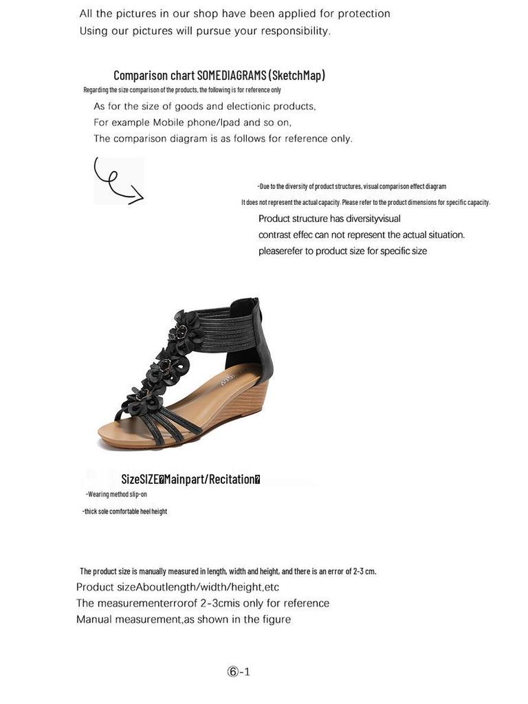 Boho etnické klínové sandály s retro květinovým designem a zadním zipem, edice 2025.