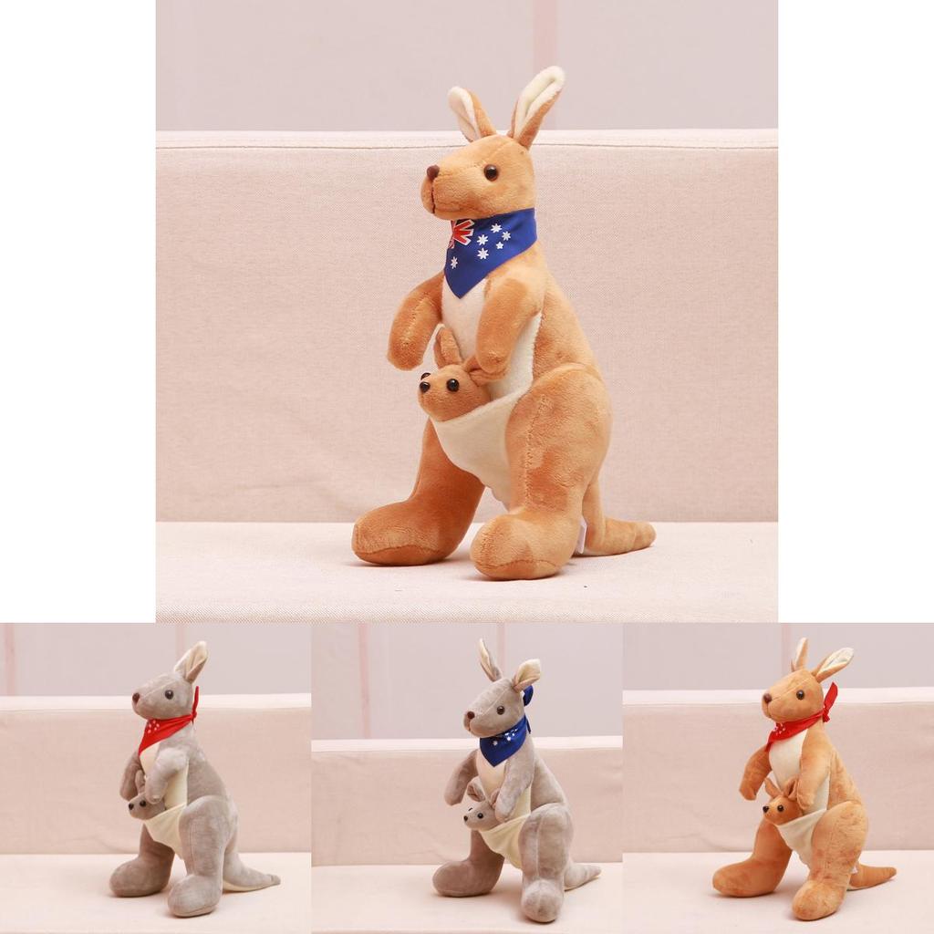 Pluche kangoeroe moeder en kind met zachte kristalvulling, ideaal als cadeau voor kinderen.