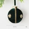 Velvet Finish Christmas Ball Ornament Rhinestone Trim Hanging Ball Ornament  Festive Decorations