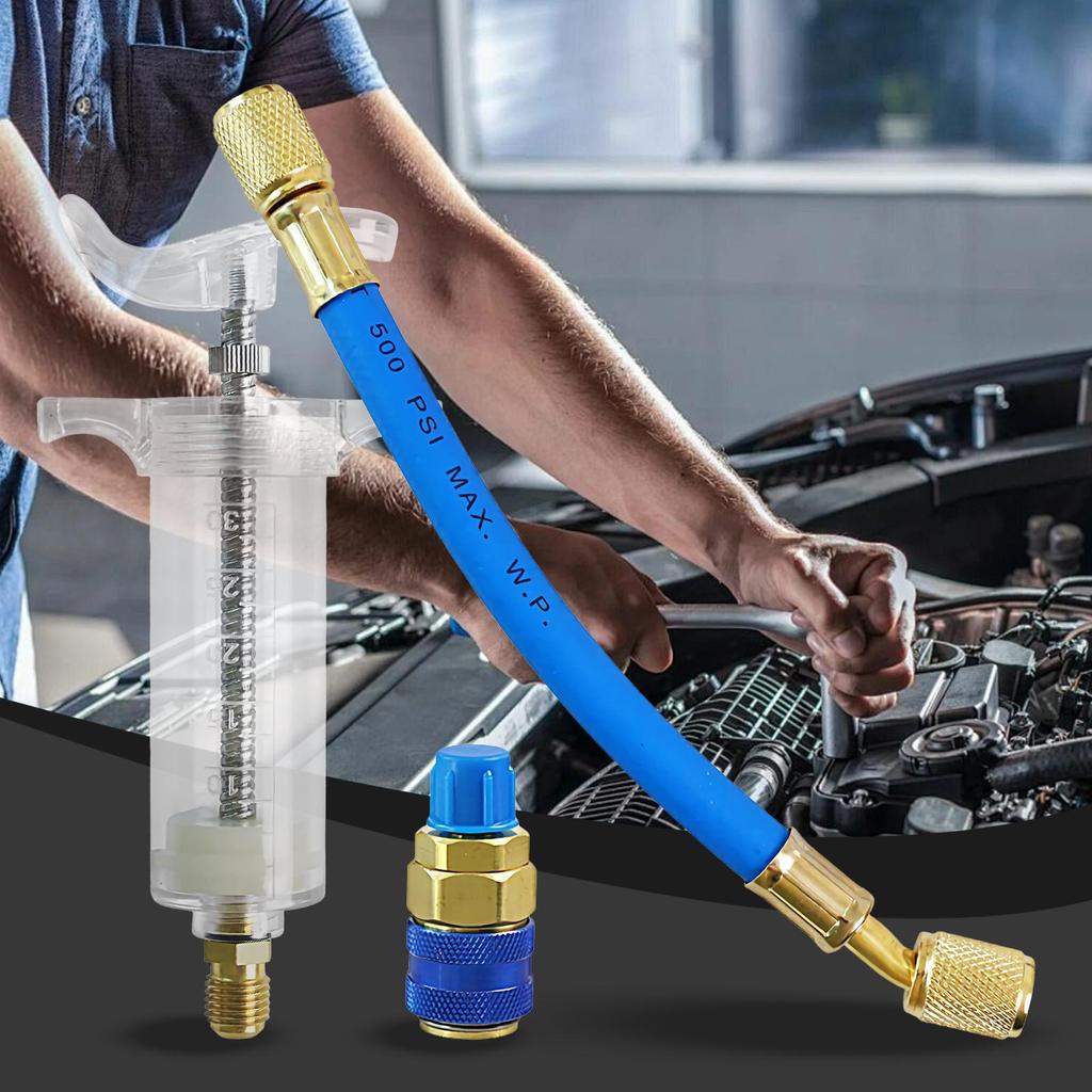 AC-Ölinjektorwerkzeug Fahrzeugkältemaschinenölbefüller Druckbeständiger Kältemittelinjektor für Wohnmobile, Automobile, LKW