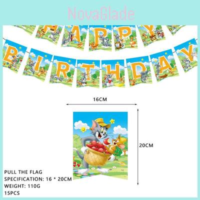 Colorful Tom And Jerry Kids Birthday Party Supplies Decor With Festive Balloons And Tableware