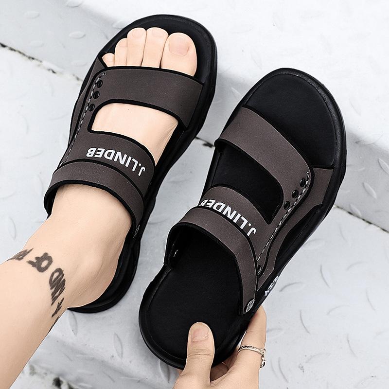 

Мужская обувь сандалии римские туфли 2024 трендовые тапочки двойного назначения новые летние крутые полые пляжные туфли крутые тапочки 44 серый