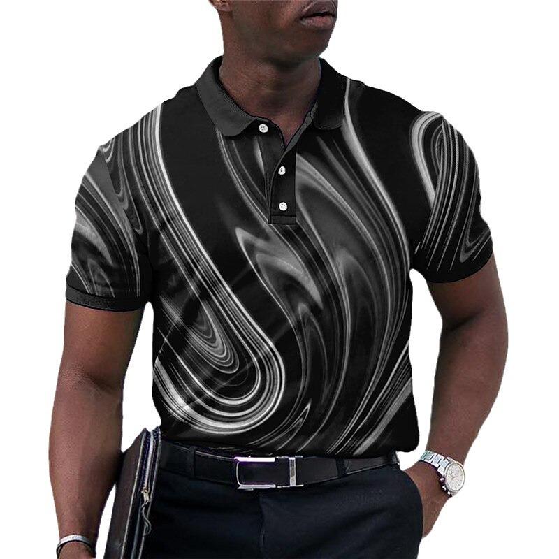 Herr pikétröja kortärmad 3D-tryck toppar mode polyester andningsbar bekväm pikétröjor
