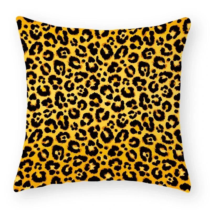 Colorful Leopard Print Sofa Decorative Cushion Cover Pillow Pillowcase Polyester 45*45 Throw Pillow Home Decor Pillowcover