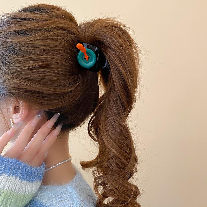 Kreative doppelseitige Knopf-Haarklammern für Frauen Mädchen Süß Niedlich Schwarz Acryl Kleine Hai-Klammer Haarspangen Haaraccessoires