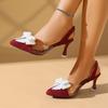 Pearl Bow Pointed Toe High Heels Women's Stiletto 2026 New Internet Celebrity Versatile Sandals
