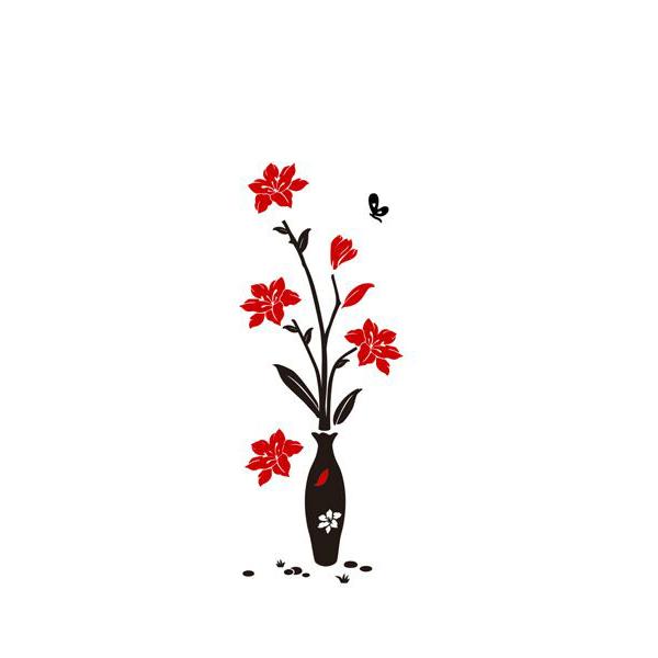 Rose Vase Acrylic Mirror Wall Stickers Plum Blossom DIY Art Wall Decal Living Room Bedroom Home Flower Wallpaper Decor