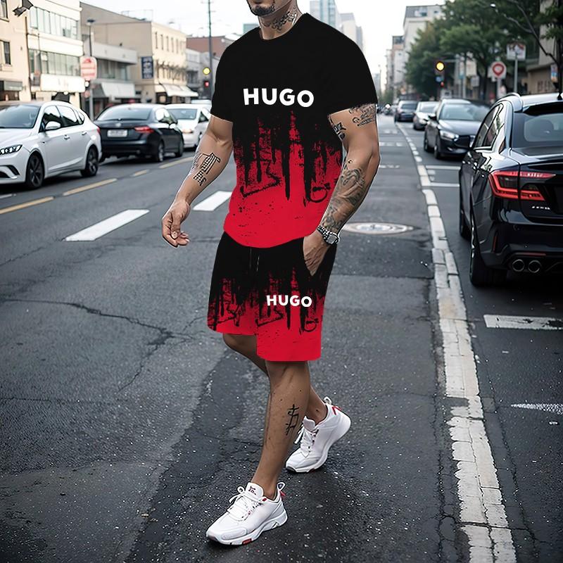 2025 Sommer Neu Herren Set Mode Sportbekleidung Herren Kurzarm T-Shirt+Sporthose Set Herren Freizeit Herrenbekleidung