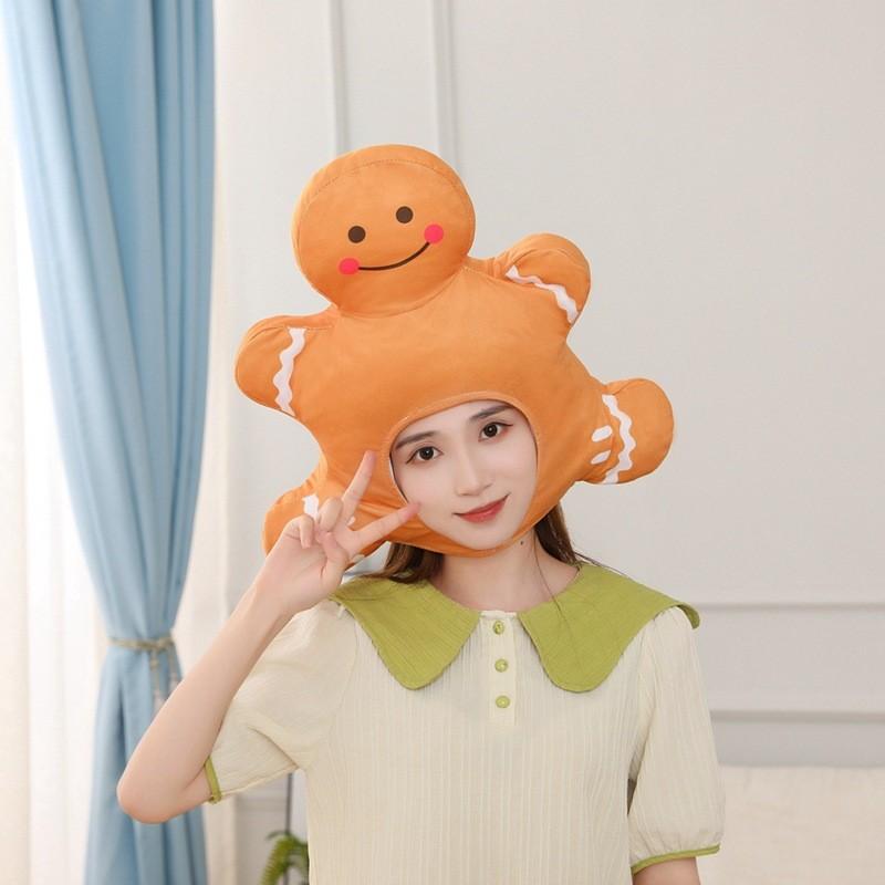 Großhandel Lebkuchenmann Plüsch Kopfbedeckung Hut Für Lustige Foto Requisiten Und Performance Kostüme