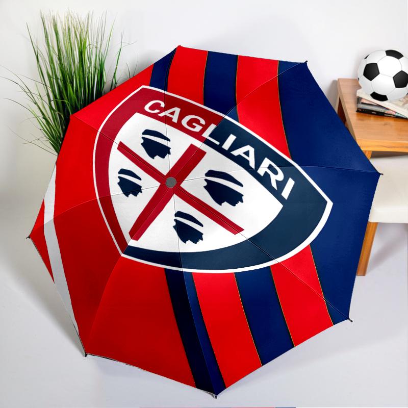 Football Cagliari Design Automatic Folding Umbrella - 8-Rib Travel Umbrella with Auto Open/Close & Portable, Gift for Christmas, Birthdays