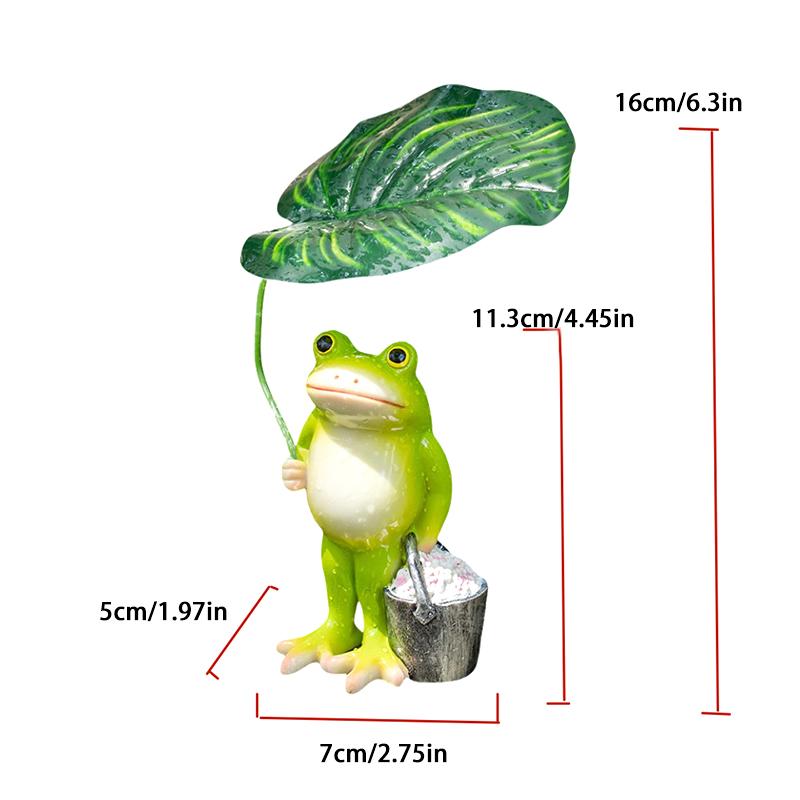 Resin Frog Decor With Leaf For Outdoor, Resin Garden Frog Bucket Decor, Fairy Garden Accessories, Relaxing Patio Ornament