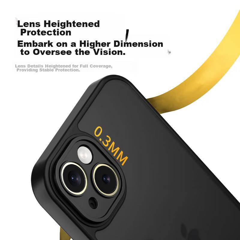 IPhone 13 Case, Apple 13 Protective Cover, Semi-Transparent Frosted Shockproof Anti-Fingerprint Full Lens Protection Soft Edge Case, Midnight Black