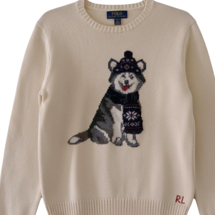 Polo Ralph Lauren Pullover mit Tiermuster, Rundhalsausschnitt, Langarm, Kinderpullover 323951426-001