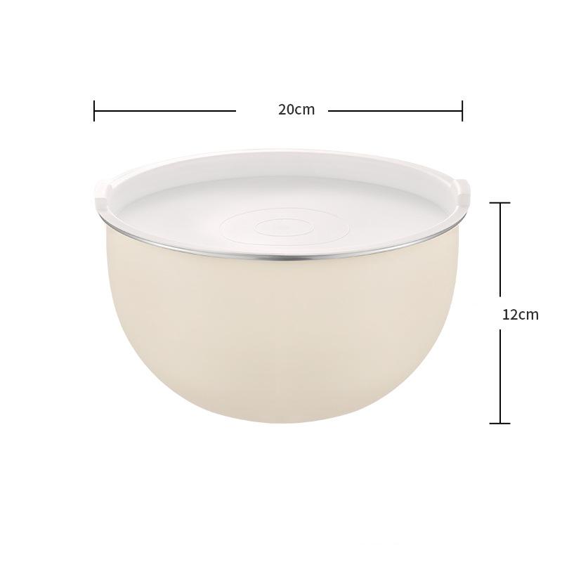 304 Stainless Steel Salad Mixing Bowl with Lid Kitchen Egg Dough Stirring Basin Fruit Vegetable Storage Bowls for Baking Cooking