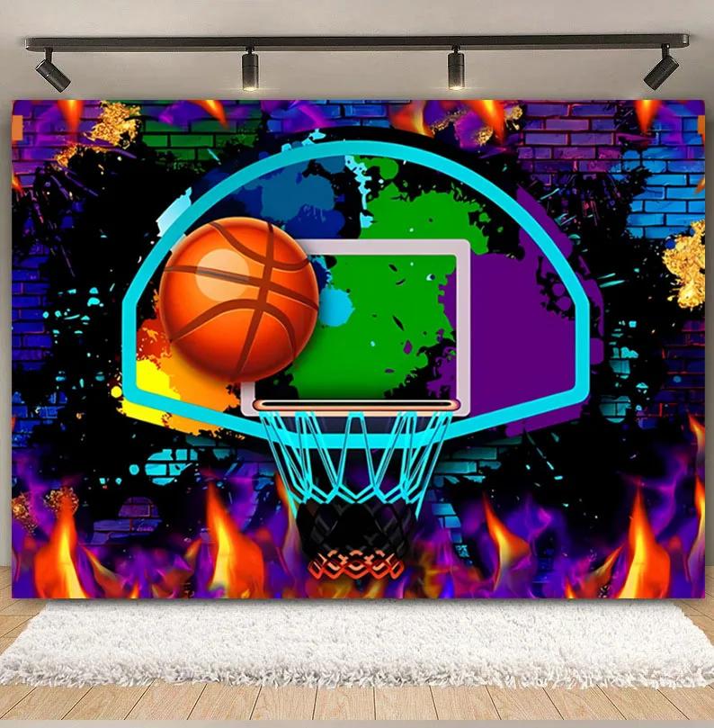 Boy's birthday party, basketball court theme, background decoration, passionate sports meet, photography props, posters, banners