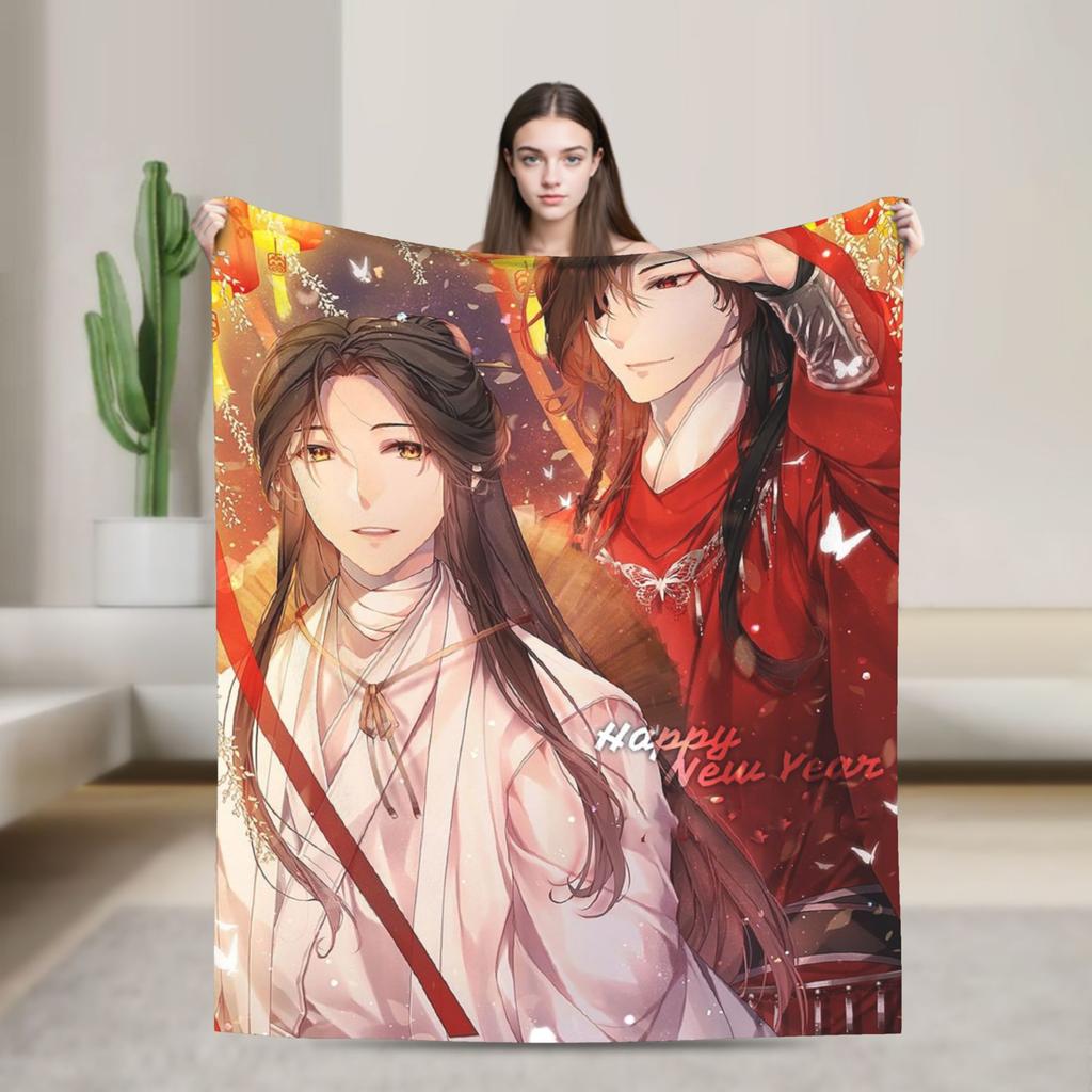 Tian Guan Ci Fu Blankets Anime Yaoi Lgbt Boy Love Plush Vintage Warm Throw Blanket for Bedding Lounge Autumn/Winter