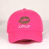 Leopard-Print Lips Xoxo Printed Soft-Peaked Baseball Cap Soft, Comfortable, Adjustable Sexy, Trendy, Cool, Sweet, Edgy, Retro, F