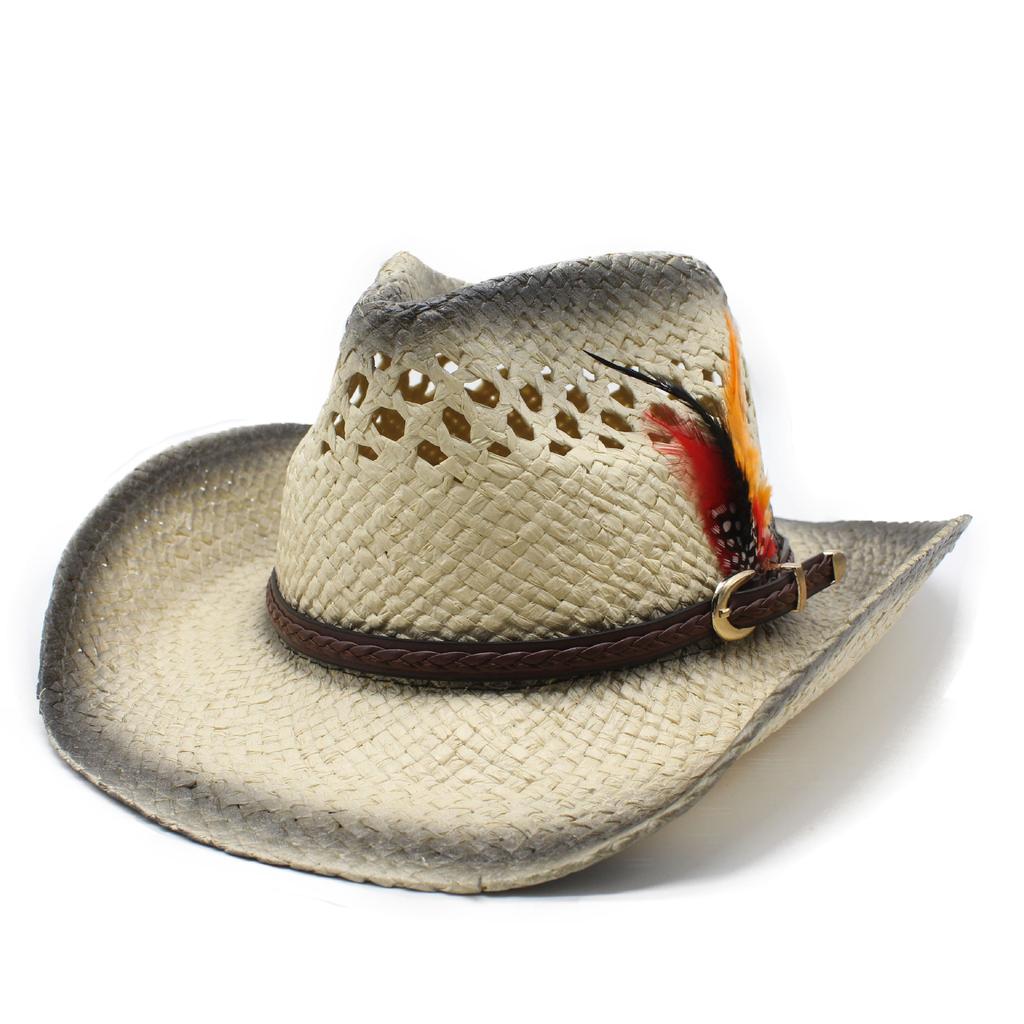 Hat Western Cowboy Jazz Hat Men'S And Women'S Straw Hat Summer Outdoor Shade Sun Hat