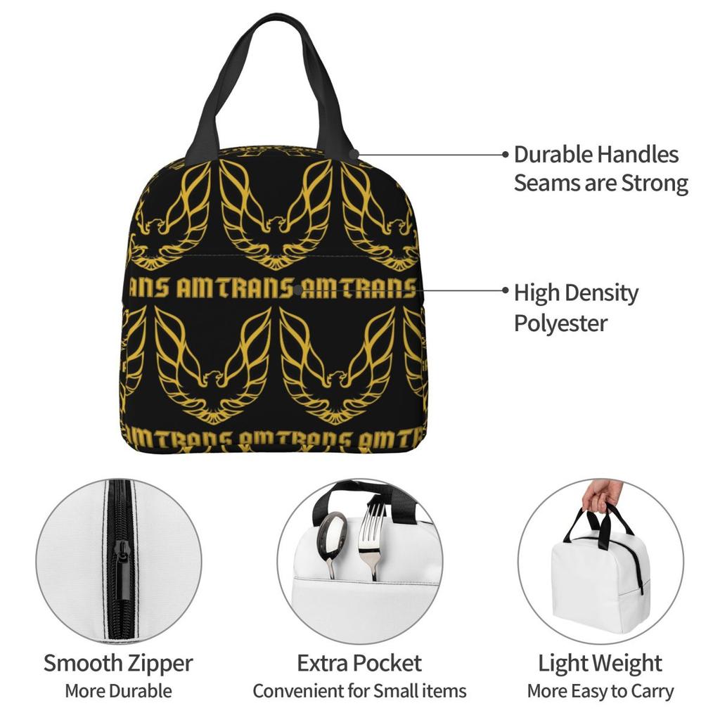 Trans Am Firebird Bandit Golden Insulated Lunch Bag for Women Children Leakproof Food Boxes Thermal Lunch Box Tote