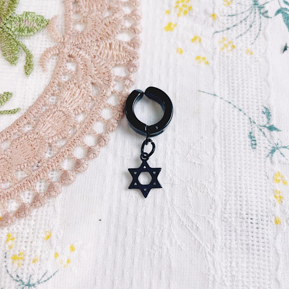 Black Doll Jewelry Ear Clip Hexagram Plush Doll Earring Doll Stud Earrings Chain  Toy Gifts