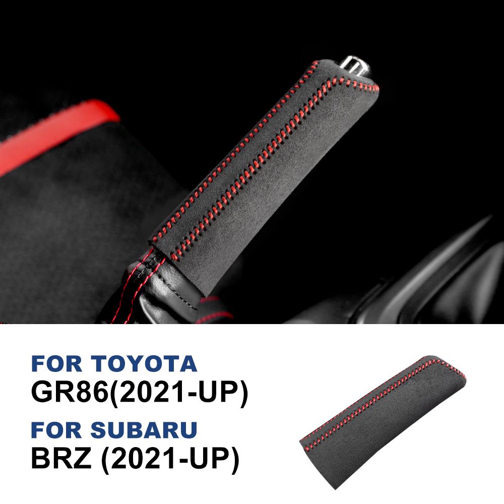 Handbrake Cover For Subaru BRZ Toyota GR86 2025 2025 2025 2025 Gear Shift Cover Hand-stitched Genuine Leather Suede Shifter Knob