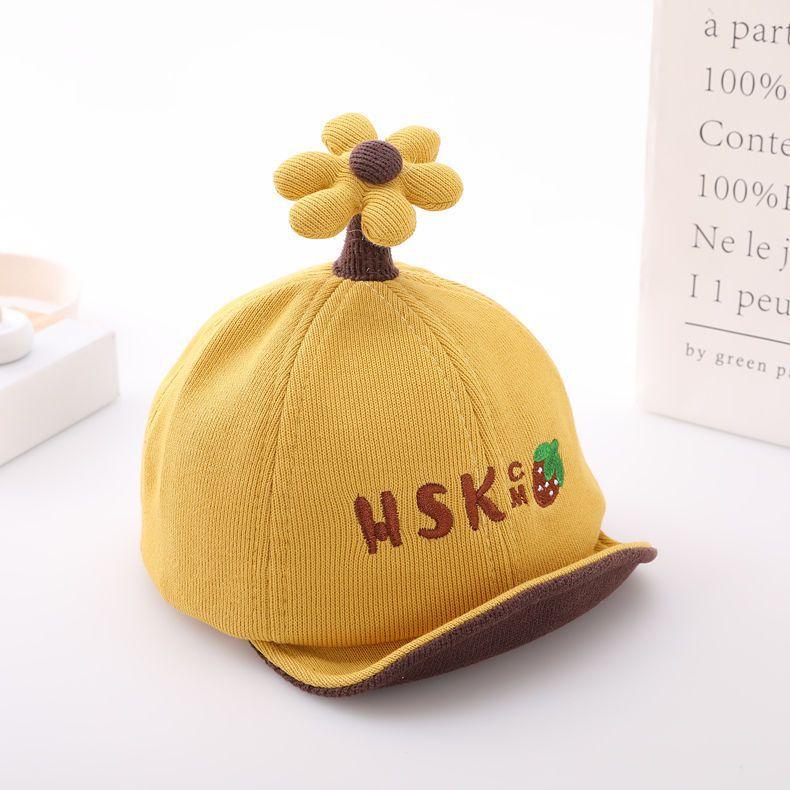 Cute Cotton Baby Baseball Cap Soft Brim Flower Design Spring Autumn Unisex Infant Toddler Sun Hat For Boys And Girls