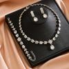European and American Versatile Bridal Earrings, Necklace, Two Piece Set, Full Diamond Water Drop Alloy Accessories