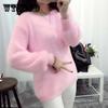Mohai, dzianinowy, podstawowy, damski ciepły sweter z okrągłym dekoltem, różowy, krótki top, słodki, dojazdy, Casual, jesienno-zimowy sweter