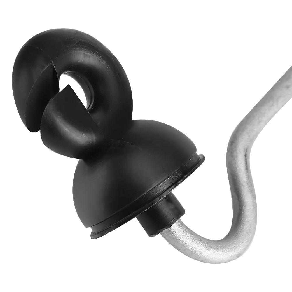 50Pcs Black Field Guardian Wood Post Screw In Fencing Ring Insulator