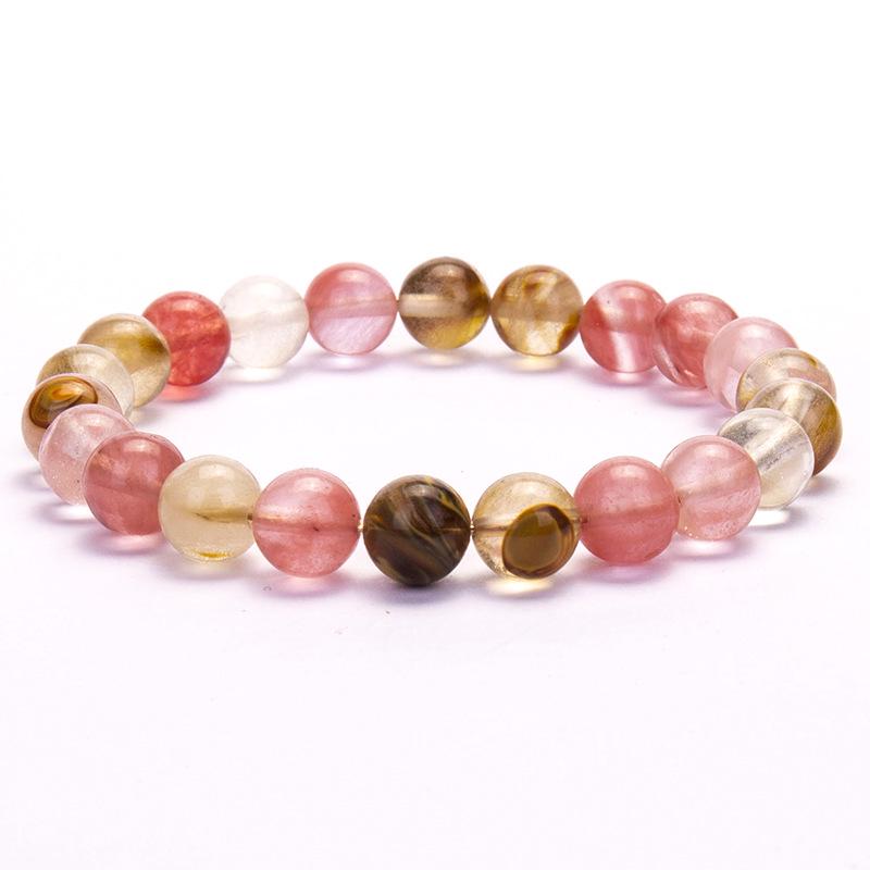 New European & American Style Cross Bracelet, 8MM Natural Stone Beaded Fashion Accessory