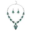 Set Exaggerated Crystal Necklace Earrings Two-Piece Set Alloy Electroplating Jewelry Accessories