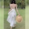 Sanya travel wear Internet celebrity suspender halter dress summer thin white fairy dress seaside vacation beach dress