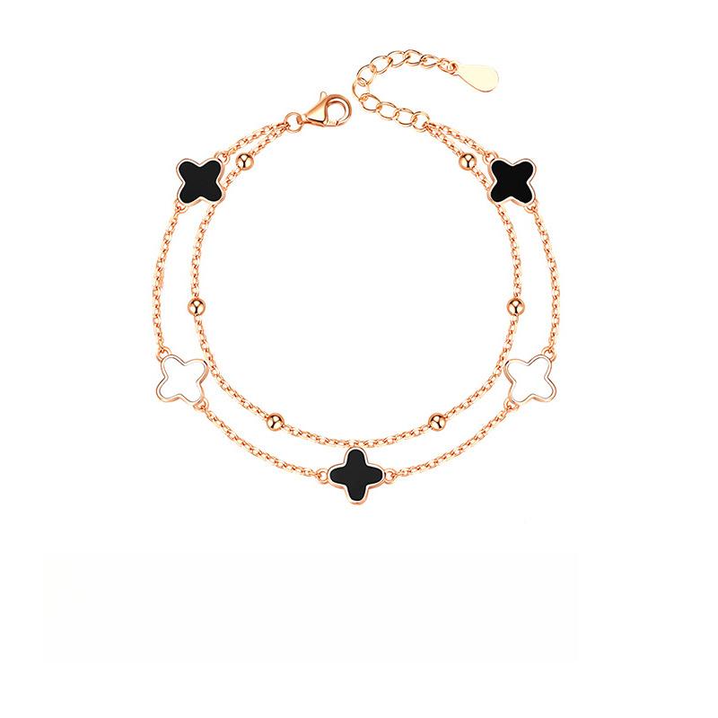 

Браслет Четырехлистный клевер Женский Легкая роскошь Нишевый Изысканный Новый Двухслойный браслет Подарок на день рождения для девушки