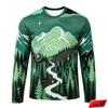 Men's Outdoor Camping Long Sleeve T-Shirt Mountain Forest Casual Crew Neck Top 3d Print Natural Landscape Graphic Tee Hiking