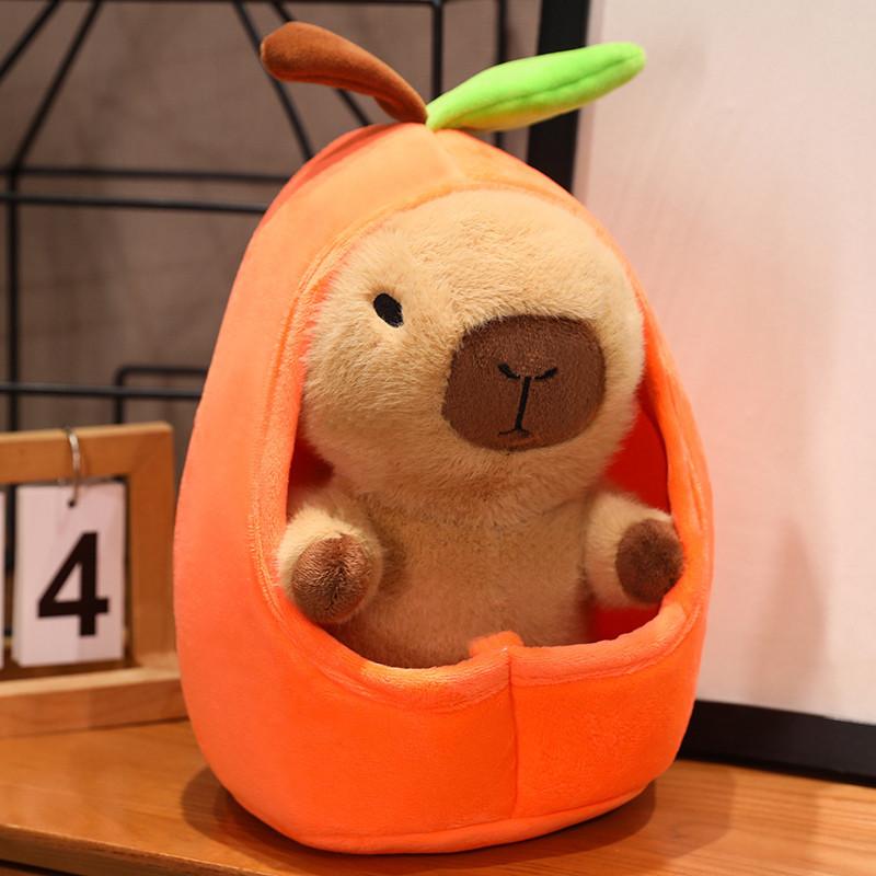Adorable Capybara Plush Toy With Fruit-themed Nest Perfect For Kids Gift 20cm/7.87in оранжевый