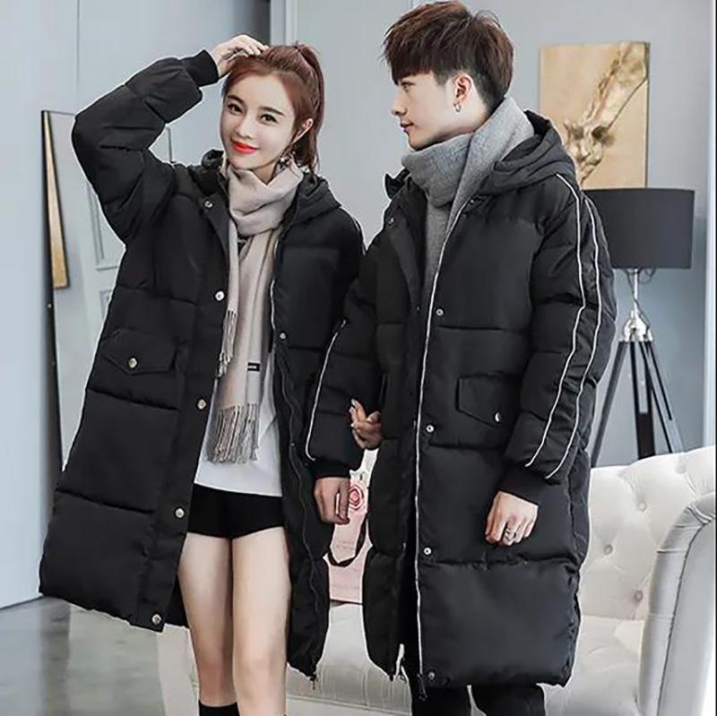 

Пуховик для влюбленных пар, мужские шелковые пальто на хлопковой подкладке, женская зимняя толстая теплая куртка, подарок для второй половинки любви M чёрный