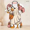 Top de uniforme de enfermera con estampado de caballo occidental, girasol, calabaza, otoño, Halloween, talla grande para mujer, cuello en V, manga corta