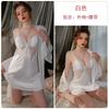 Women's Satin Lace Mesh Deep V Padded Backless Sleep Dress with Robe Lounge Set
