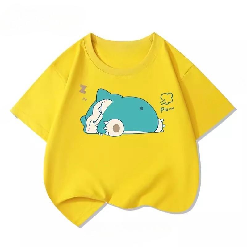 Potdemiel Summer New Pikachu Print Childrens Cotton TShirt Boys and Girls Comfortable and Breathable Childrens TShirt