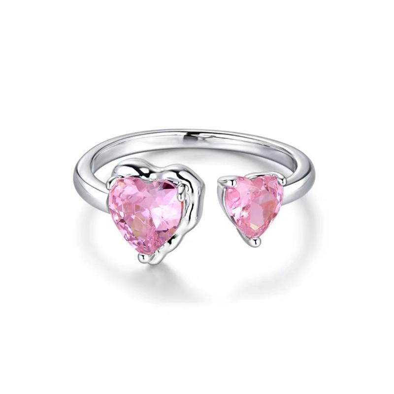Sakura Pink Heart Bow Ring for Women - Sweet, Cute, and Versatile Adjustable