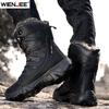 Men Winter Snow Boots High Top Waterproof Warm Fleece Lined Tactical Boots Non Slip Outdoor Hiking Boots Size 39-46